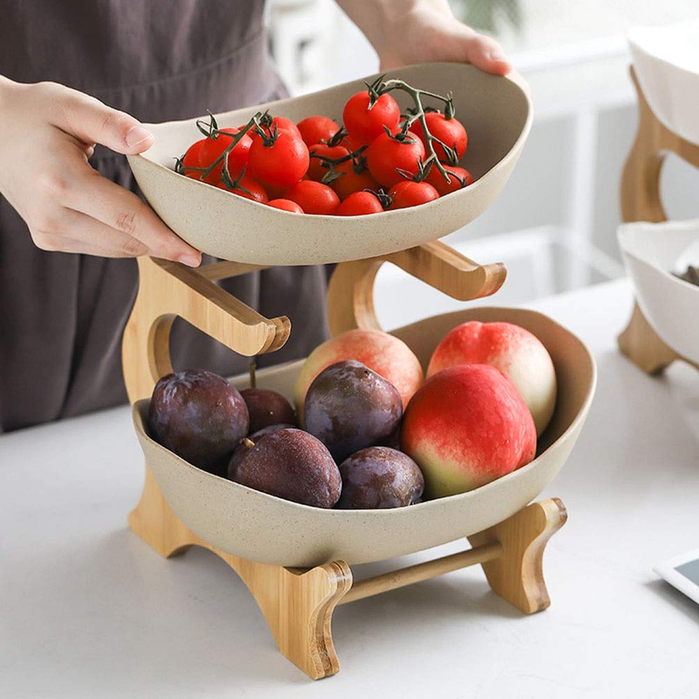 European Double Layer Fruit Plate Creative Ceramic Household Basket